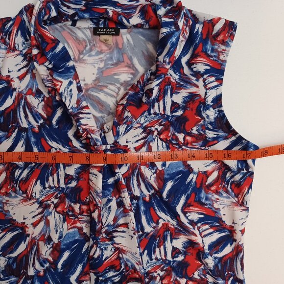 Women's Tahari 4th of July American Red White & Blue Sleeveless Blouse Size XS - Picture 3 of 8